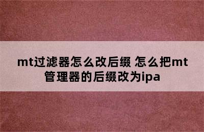 mt过滤器怎么改后缀 怎么把mt管理器的后缀改为ipa